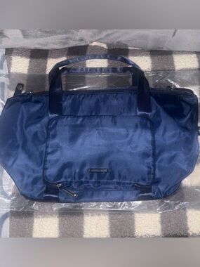 Heart Love Duffle Bag With Extension Bottom Pocket & Card Holder Navy NWT